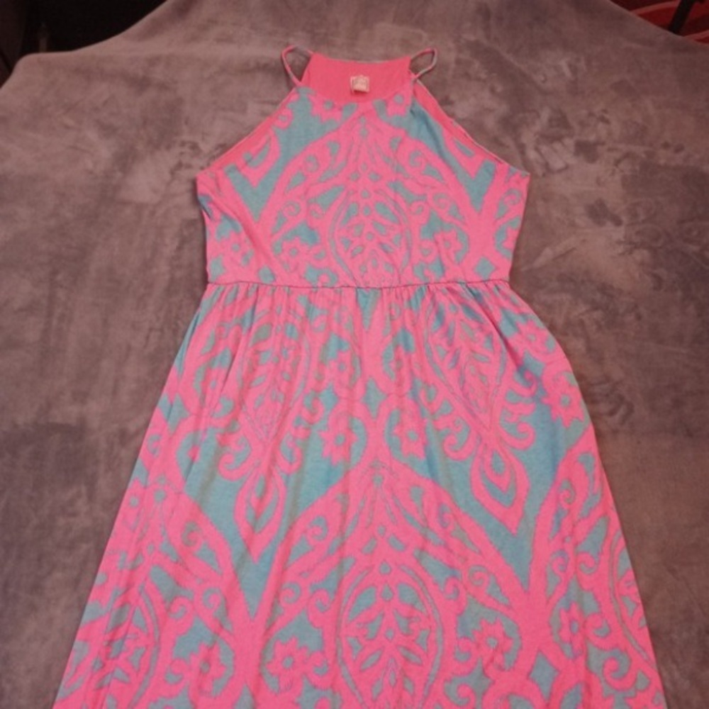 Herschel Supply Company Pink and Teal Patterned Maxi Dress